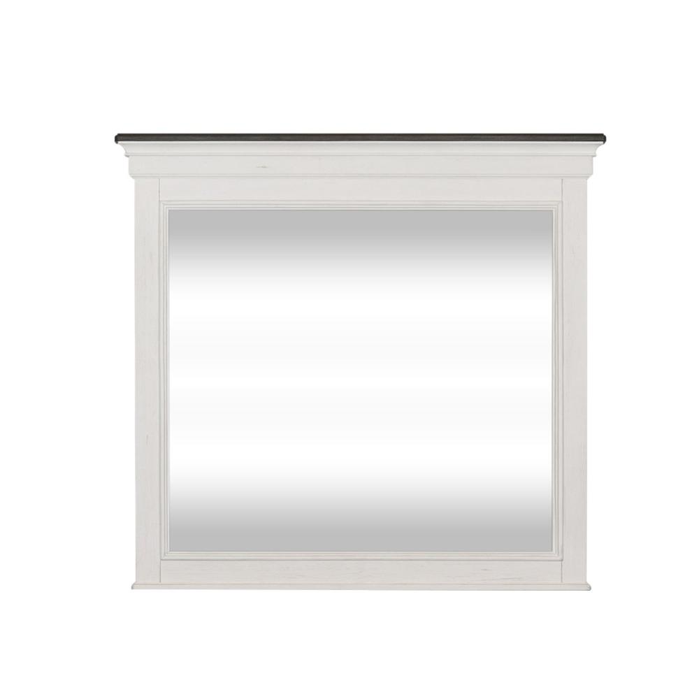 Left. Liberty Furniture Industries - Allyson Park Crown Mirror in Wirebrushed White w/ Charcoal Top - White.