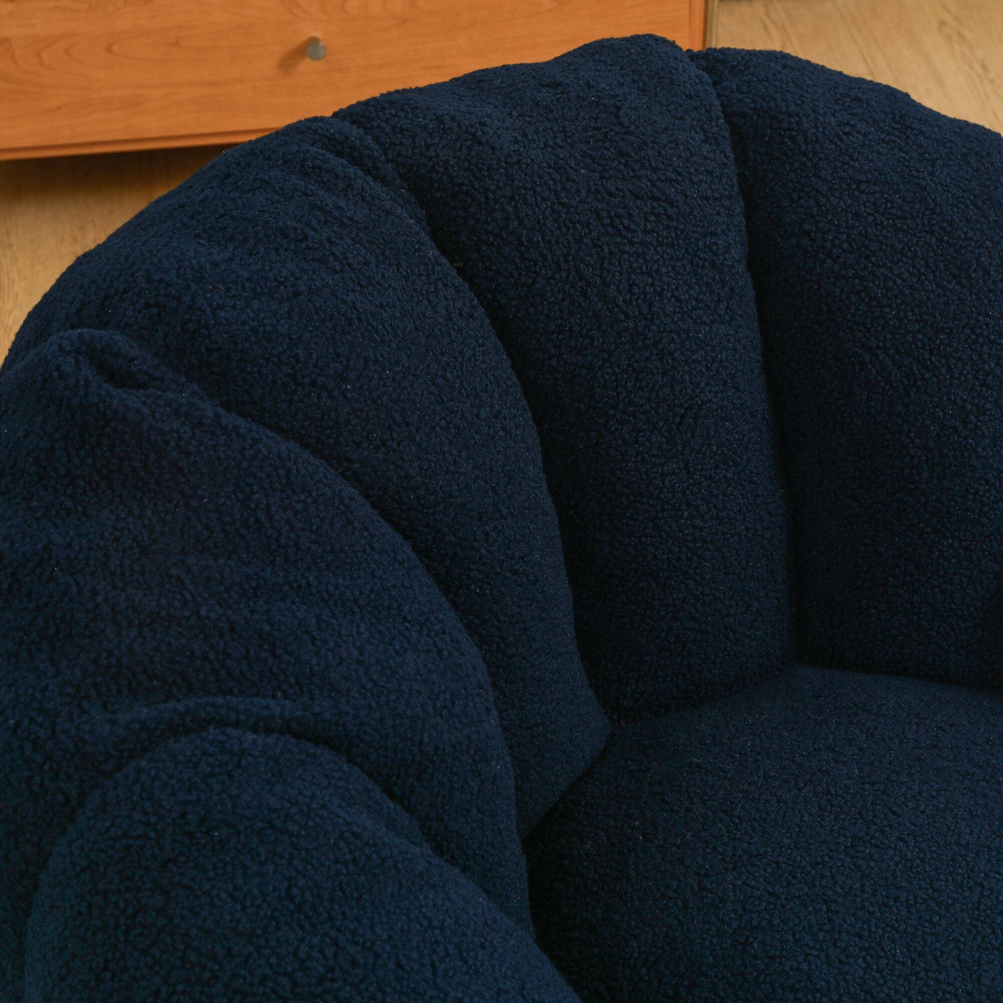 Alt View 2. GOODSILO - Plush Faux Fur Bean Bag Chair with Armrests and Ergonomic Backrest for Ultimate Relaxation in Living Spaces - Dark Blue.