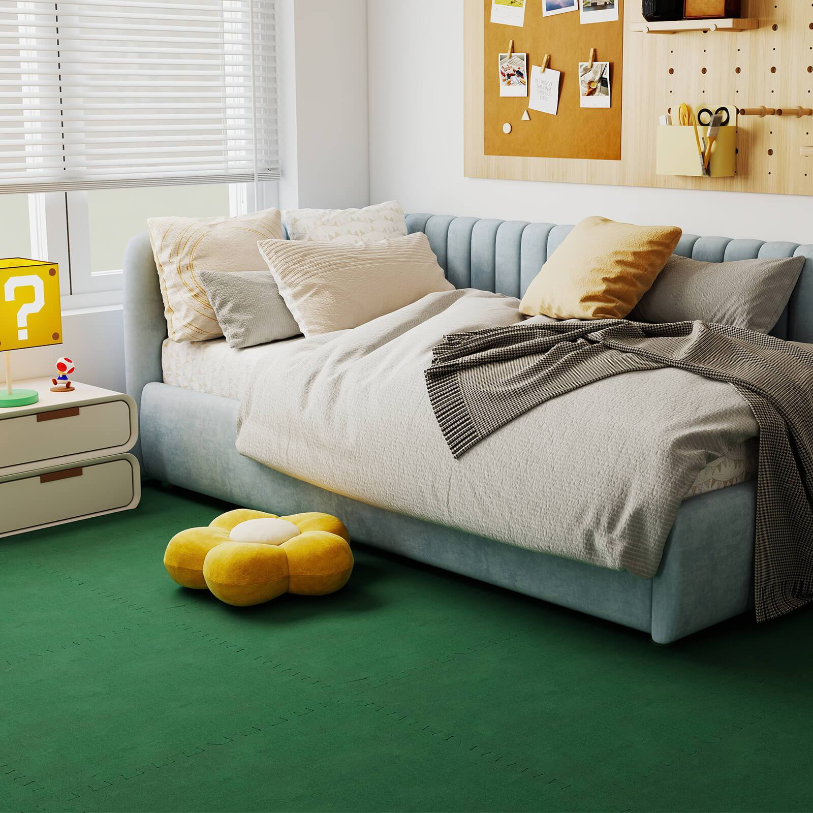 Alt View 1. Costway - Costway 25 Pack-100 Sq.Ft. Foam Floor Tiles Interlocking Carpet Tiles with Edge Borders - Green.