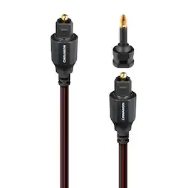 AudioQuest - Cinnamon Optical 9.8' Digital Toslink Fiber-Optic Cable + Mini-Adaptor with Toslink to Toslink Connectors - Black/Red Stripes