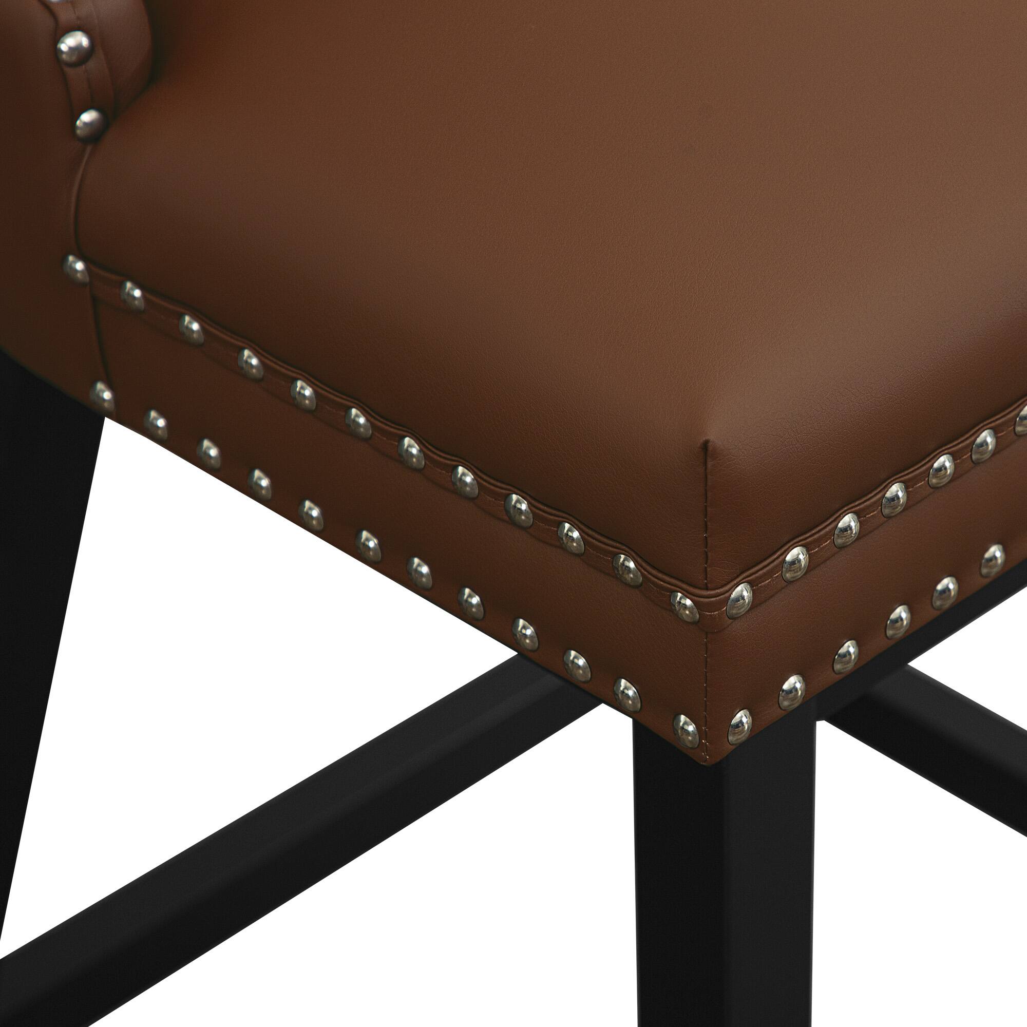 Alt View 1. KERDOM - Swivel Bar Stools with Backs, 26" Counter Barstools Set of 2, PU Leather Upholstered Kitchen Island Chairs for Home Bar - Camel.