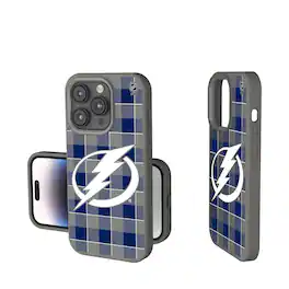 Keyscaper - NHL - Tampa Bay Lightning Plaid Soft Touch iPhone Case - 15 - Gray