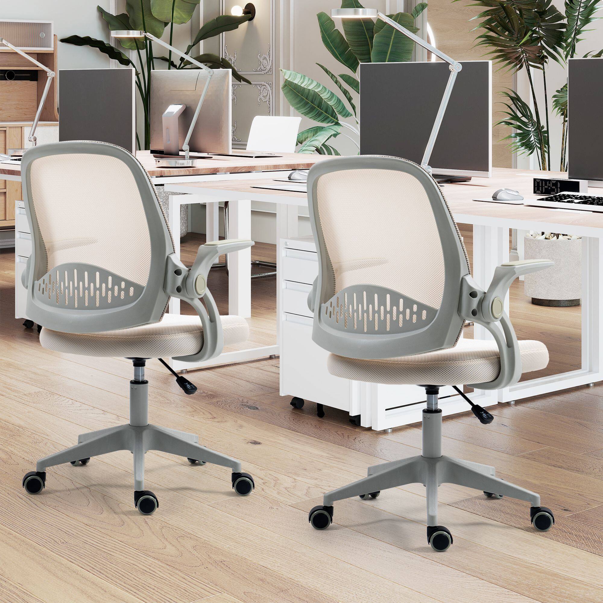Alt View 3. Akoasm - Ergonomic Mesh Office Chair with Adjustable Lumbar Support, Breathable Backrest, Height Adjustable Swivel Chair-Beige - Beige.