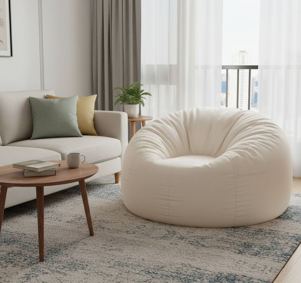 Alt View 6. AOITUN - Large 39" Adult Bean Bag Chair, Cream Waterproof Faux Leather Gaming Lounger with Storage Pocket - Gray.