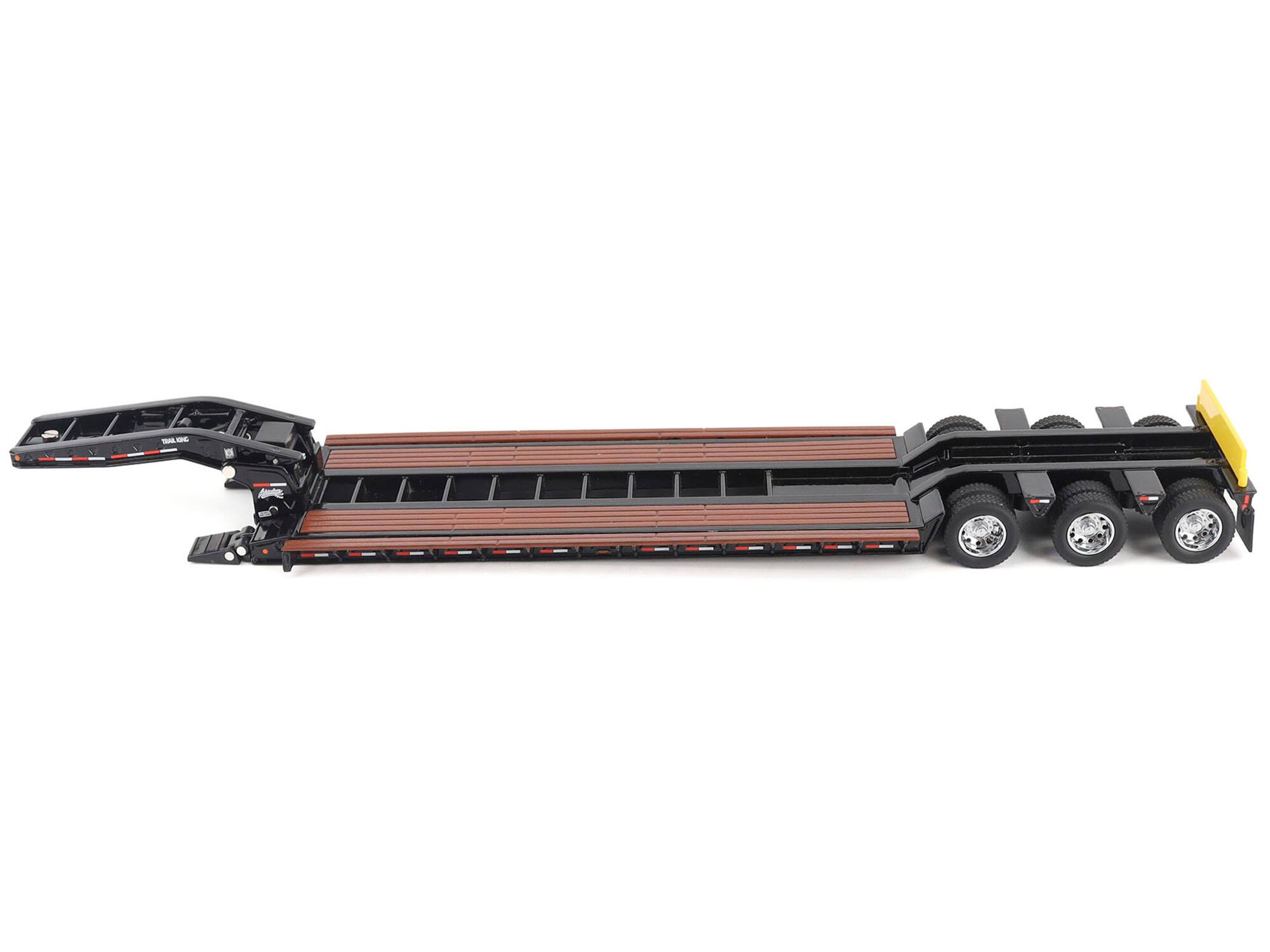 Angle. Diecast Masters - Trail King TK120 Hydraulic Detachable Gooseneck Lowboy Trailer Black (Regular Version) "Transport Series" 1/50 Diecast - Black.