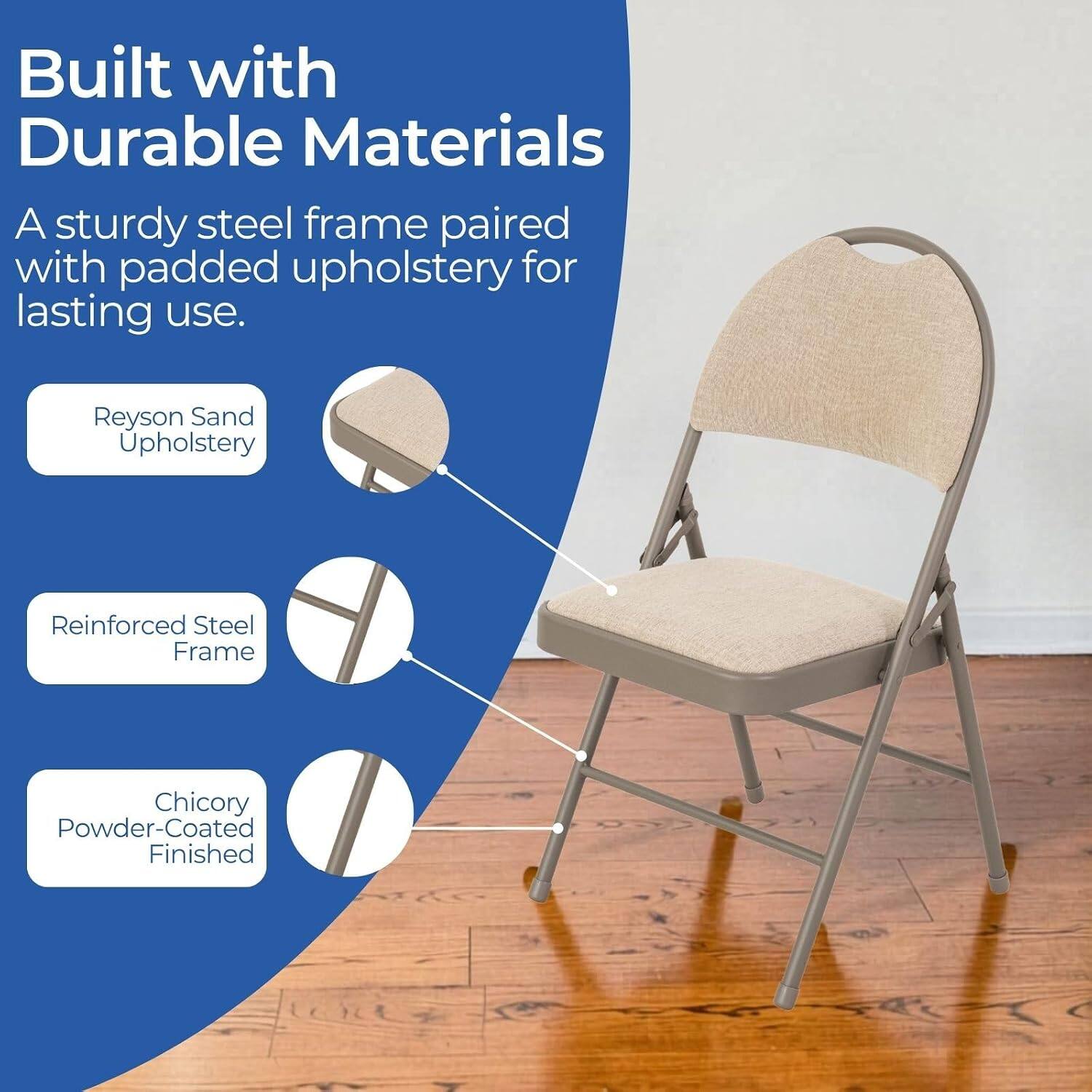 Built with Durable Materials  
A sturdy steel frame paired with padded upholstery for lasting use.  
Reyson Sand Upholstery  
Reinforced Steel Frame  
Chicory Powder-Coated Finished