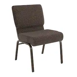 Flash Furniture - HERCULES Series 21''W Stacking Church Chair Dot Fabric - Gold Vein Frame - Brown