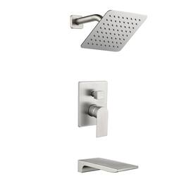 Boyel Living - 2-Function Brass Pressure Balance Valve 8 Inch SUS304 Top Spray Waterfall Spout Dual Water Outlet - Brushed Nickel
