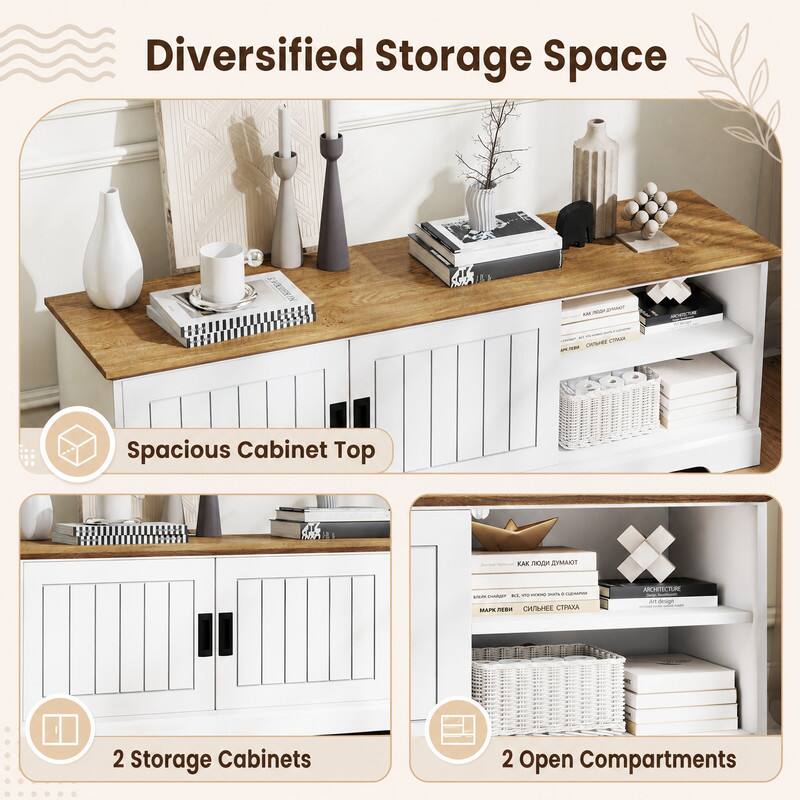 Diversified Storage Space

Spacious Cabinet Top

2 Storage Cabinets

2 Open Compartments