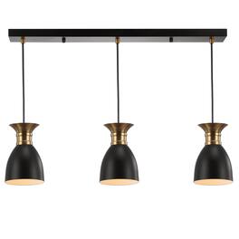 Jonathan Y - Edison 33.25" Linear 3-Light Metal Linear LED Pendant - Black/Brass Gold