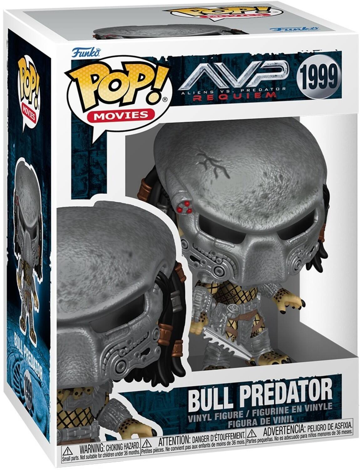 PY TIl Funko. M POP! AVP PREDATOR 1999 ALIENS VS REQUIEM HOVTIES MOVIES BL FRENTOR CW BULL PREDATOR VINYLE FIGURINE EN FIGURE / VINYL DE VINIL FIGURA PELIGRO DE ASFIXIA, D'TOUFFEMENT. ADVERTENCIA: niños menores de 36 meses DANGER No es adecuado para ATTENTION: de 36 mois. Partes pequeas. HAZARD. enfants de moins WARNING: CHOKING Ne convient pas aux under 36 months, Petites pieces. Not suitable for children Small parts.