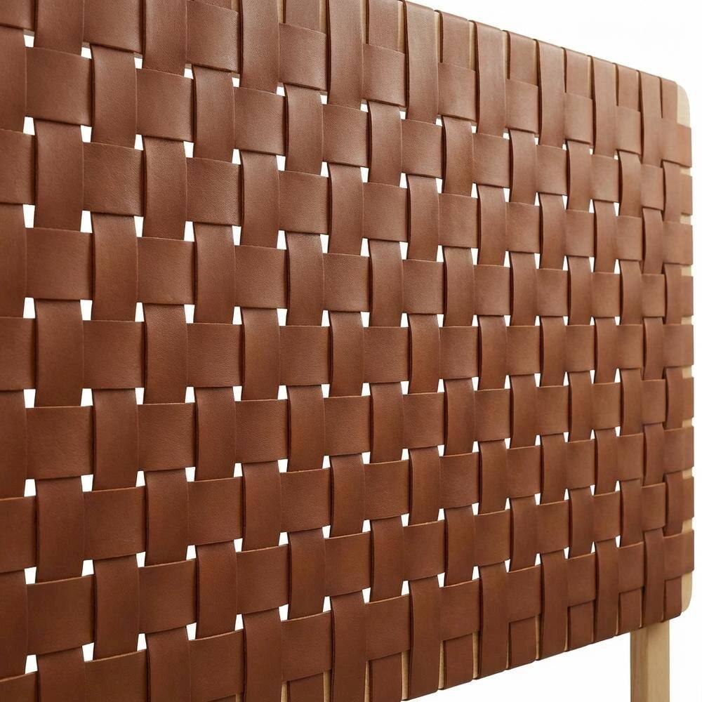 Back. FurniFact - Vegan Leather King Headboard with Durable Frame and Stylish Design - Brown.