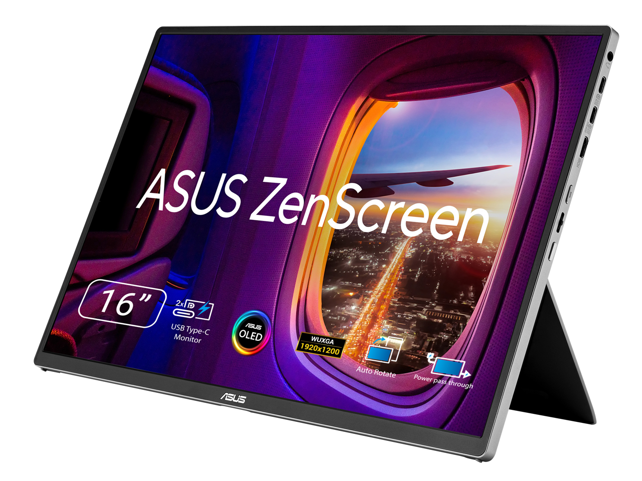 ASUS ZenScreen 16" 2x USB Type-C OLED Monitor WUXGA 1920x1200  
ASUS  
Auto Rotate  
Power pass through
