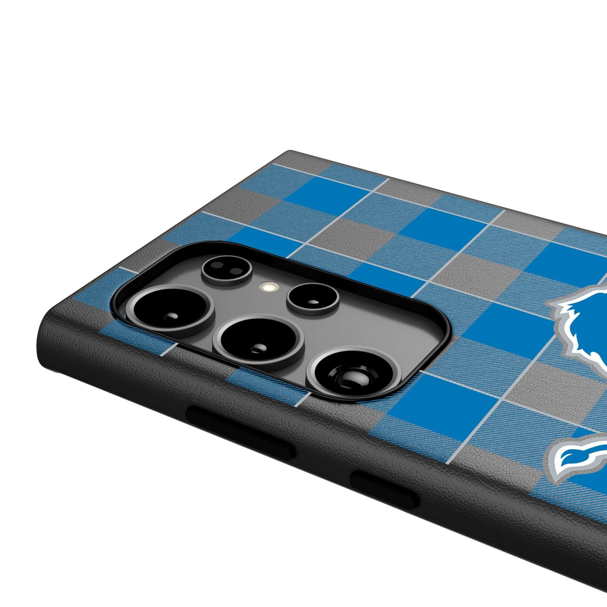 Alt View 3. Keyscaper - Detroit Lions Plaid Galaxy Magnetic Bump Case - S25 - Black.