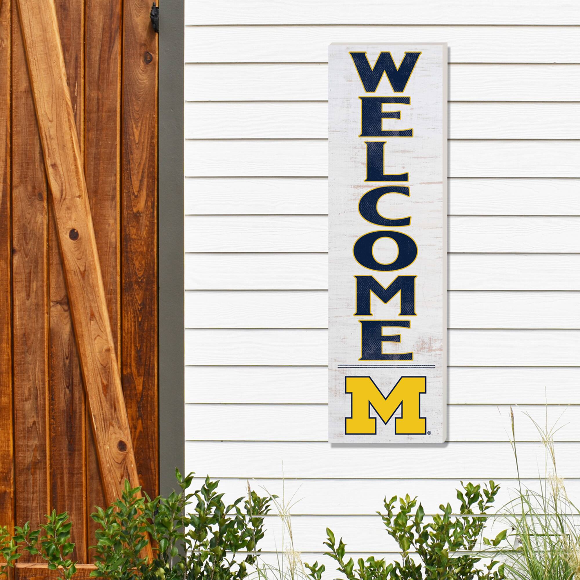 Alt View 1. Jardine - Michigan Wolverines 10'' x 35'' Indoor/Outdoor Welcome Sign - White.