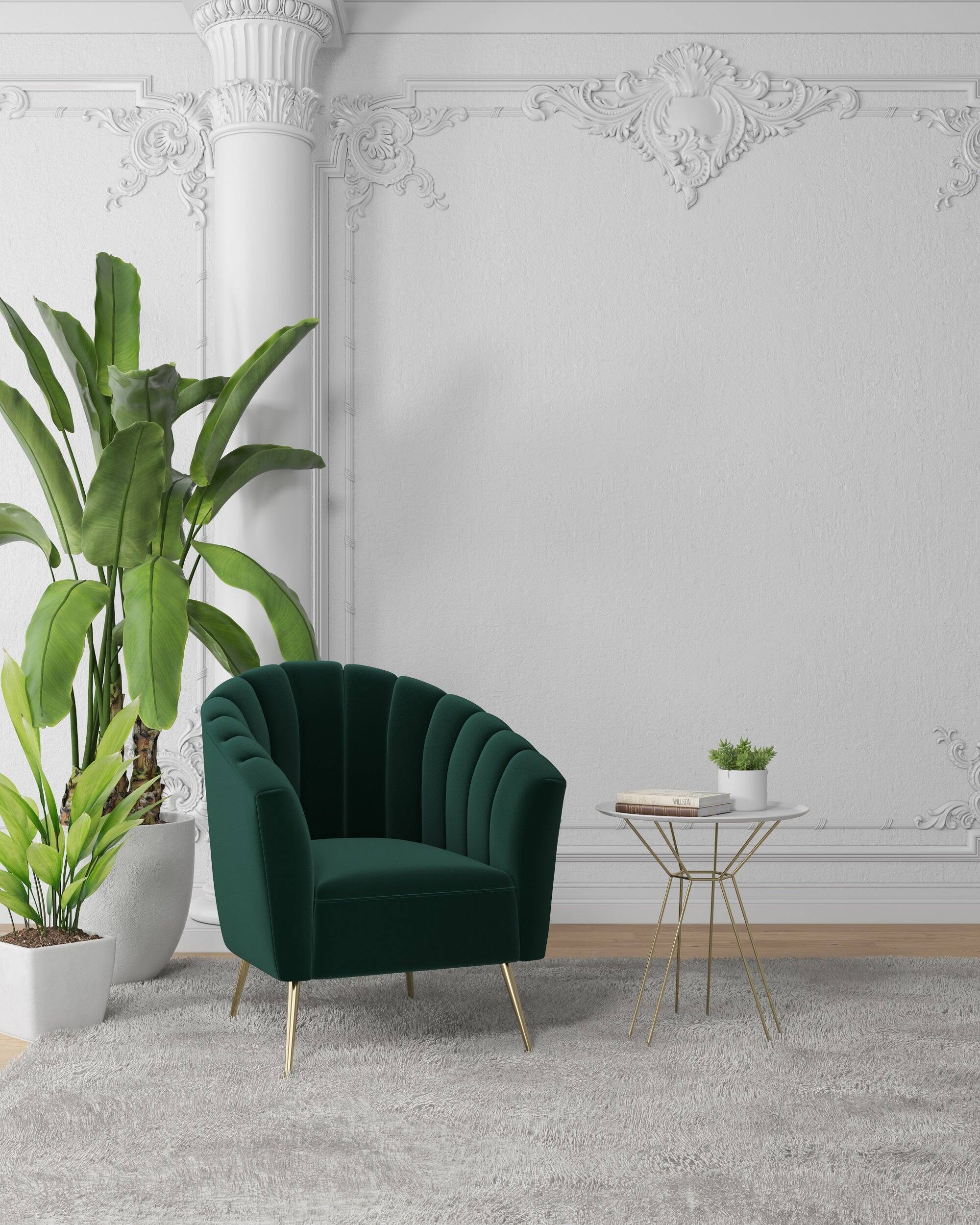 Angle. Manhattan Comfort - Rosemont Mid-Century Modern Velvet Accent Armchair - Green.