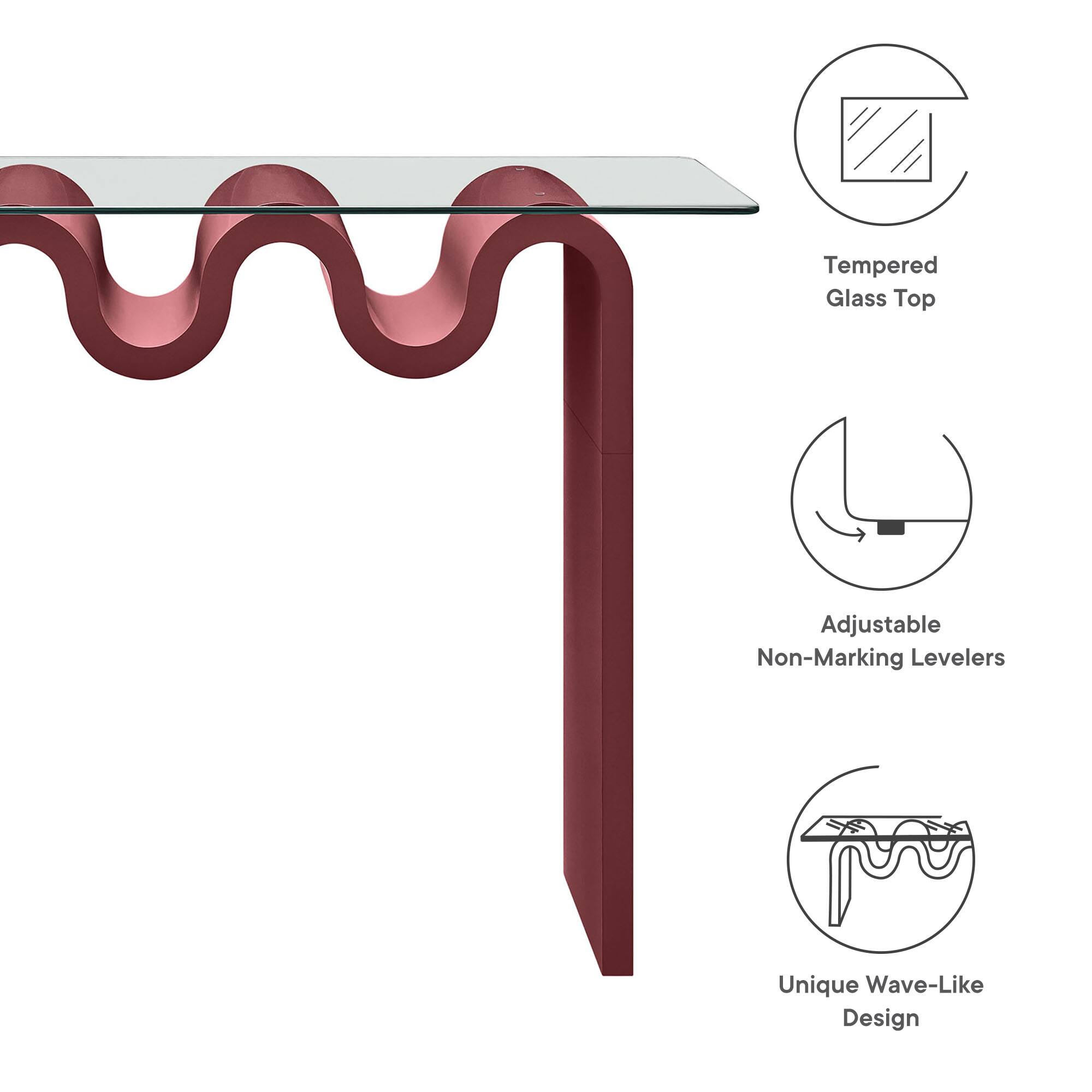 Tempered Glass Top  
Adjustable Non-Marking Levelers  
Unique Wave-Like Design