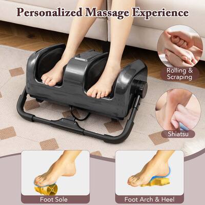 Foot and Calf Massager with Heat Shiatsu Deep Kneading Rolling Smart Electric Leg Massager-Gray | Costway Foot and Calf Massager with Heat Shiatsu Deep Kneading Rolling Smart Electric Leg Massager-Gray | Costway