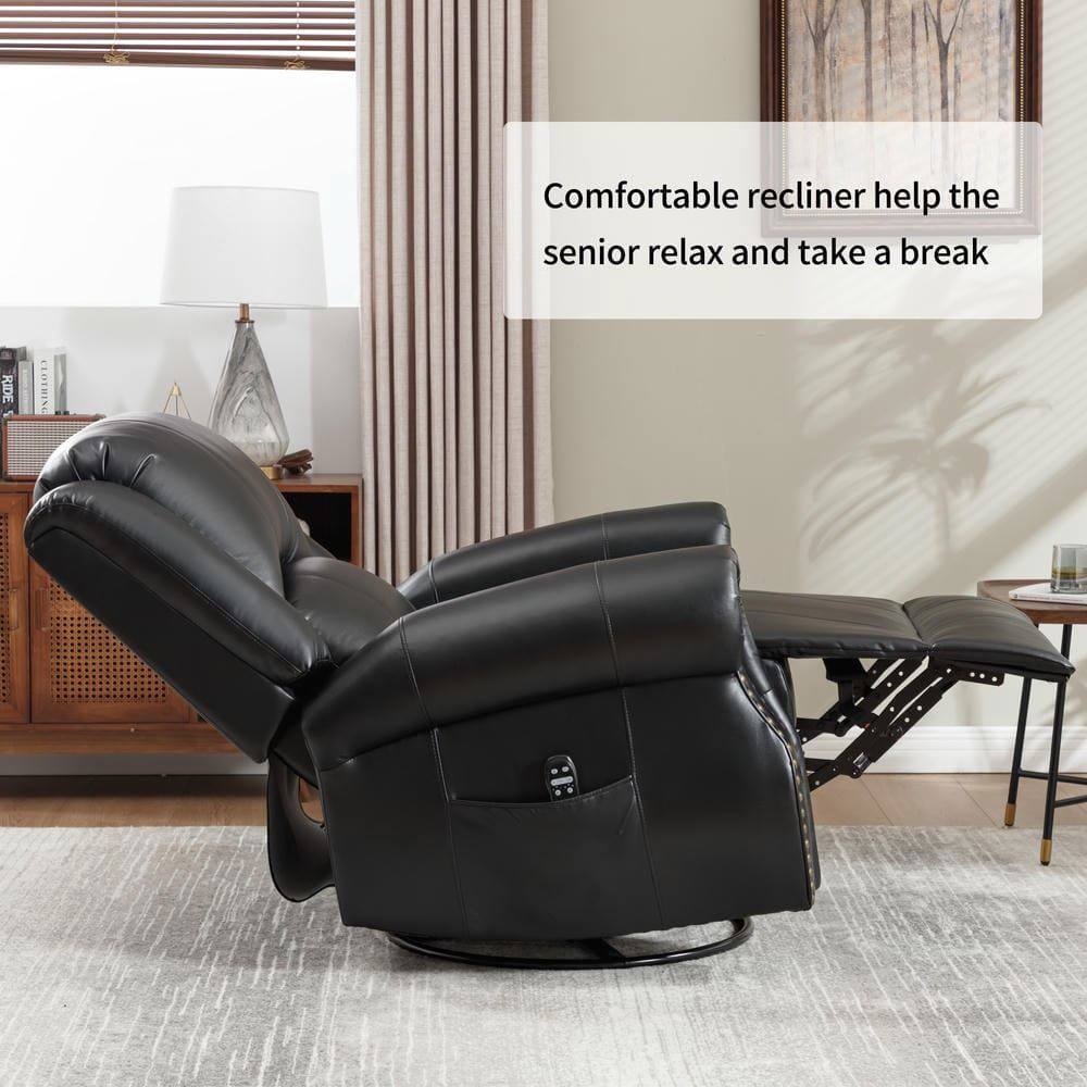 Comfortable recliner helps the senior relax and take a break.