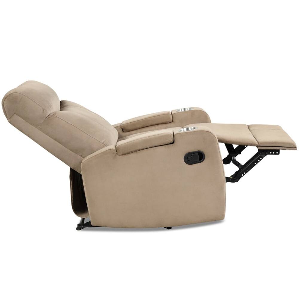 Angle. Kadyn - Recliner Chair, Reclining Chair,Lounge Chair,Recliner Chair Single Sofa Lounger with Arm Storage and Cup Holder, Brown - Brown.