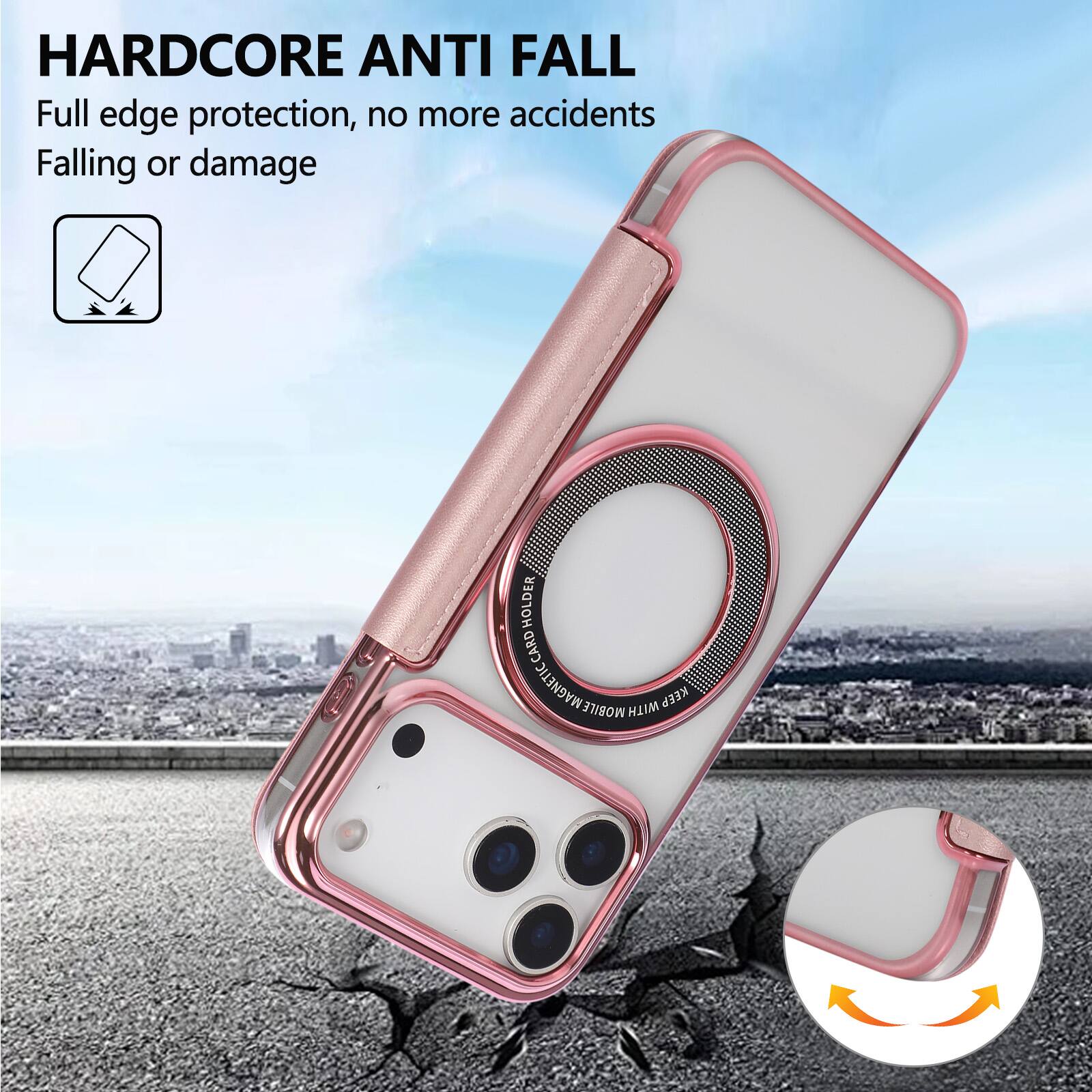 HARDCORE ANTI FALL  
Full edge protection, no more accidents  
Falling or damage  

HOLDER CARD MAGNETIC MOBILE WITH KEEP