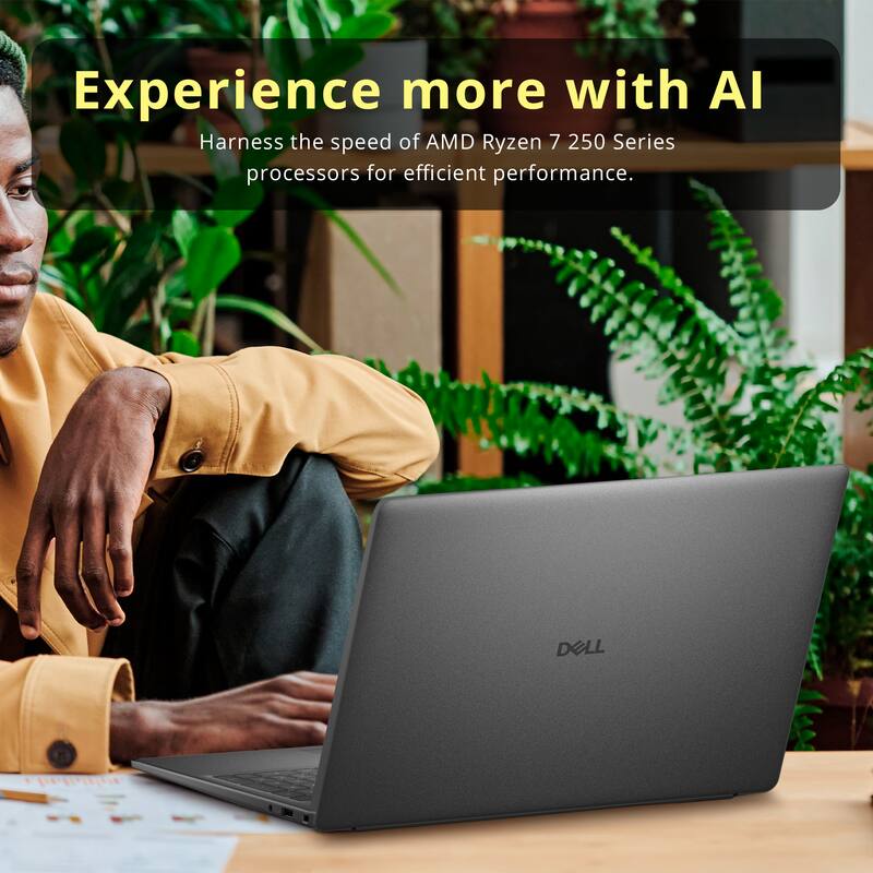 Experience more with AI  
Harness the speed of AMD Ryzen 7 250 Series processors for efficient performance.  
DELL