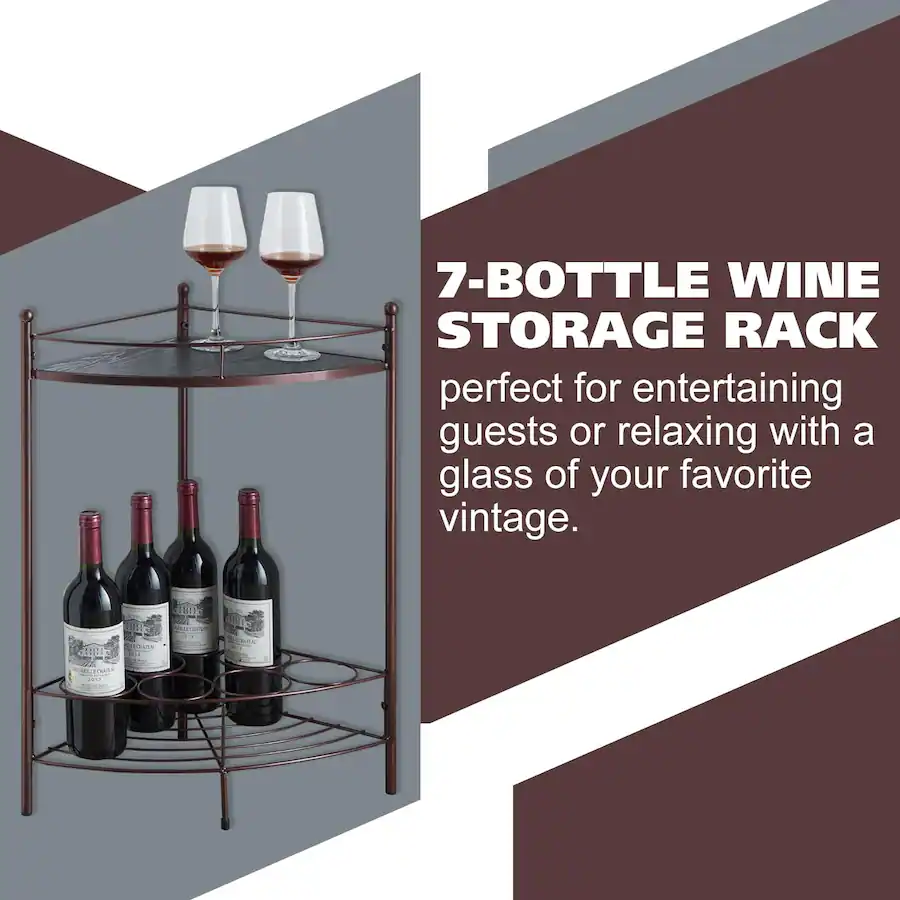 Kings Brand Furniture Dover Corner Wine Rack Table, Bronze Rust/Copper ...