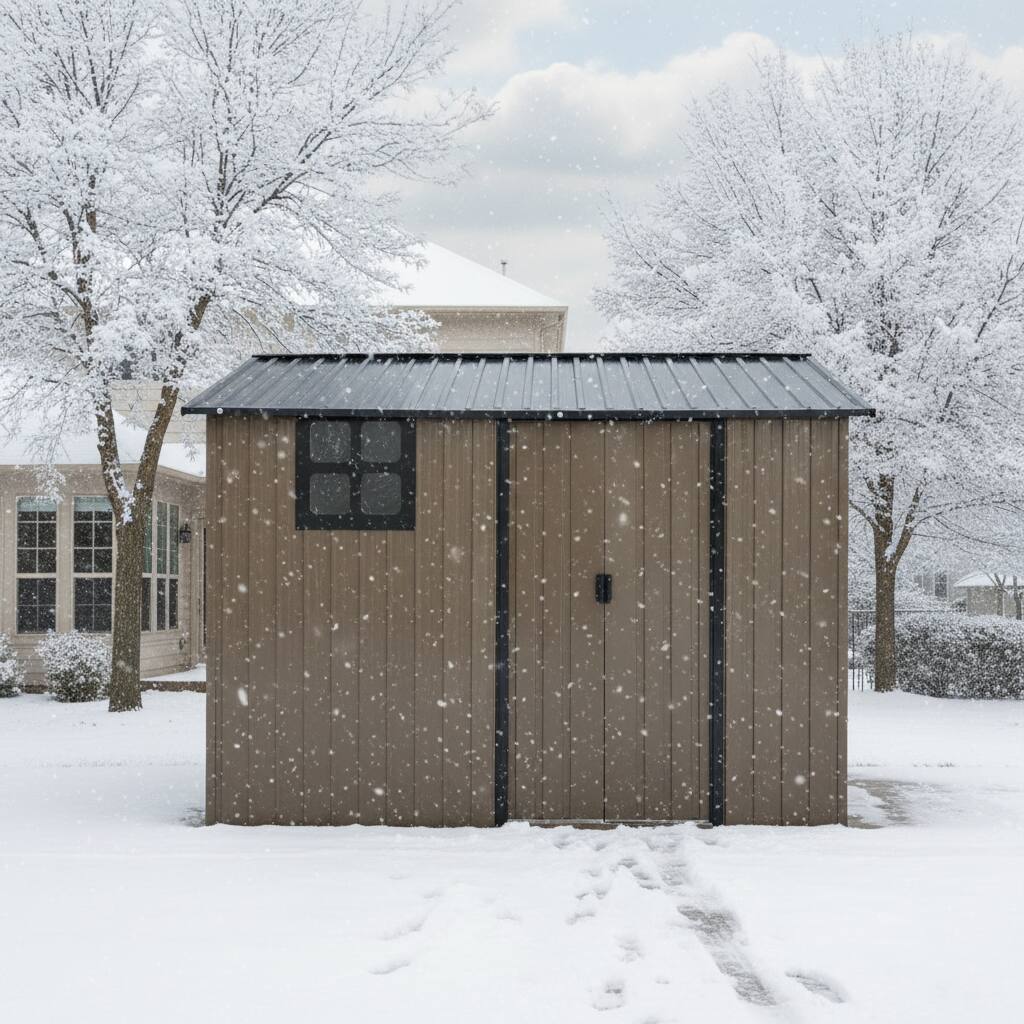 Alt View 1. Anysun - 8x6 FT Weatherproof Galvanized Steel Outdoor Storage Shed with Sliding Door, Window & Vents - Brown.