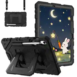 Kitcheniva - Shockproof Case for Samsung Galaxy Tab S10 Lite / S10 FE Stand Cover - Black