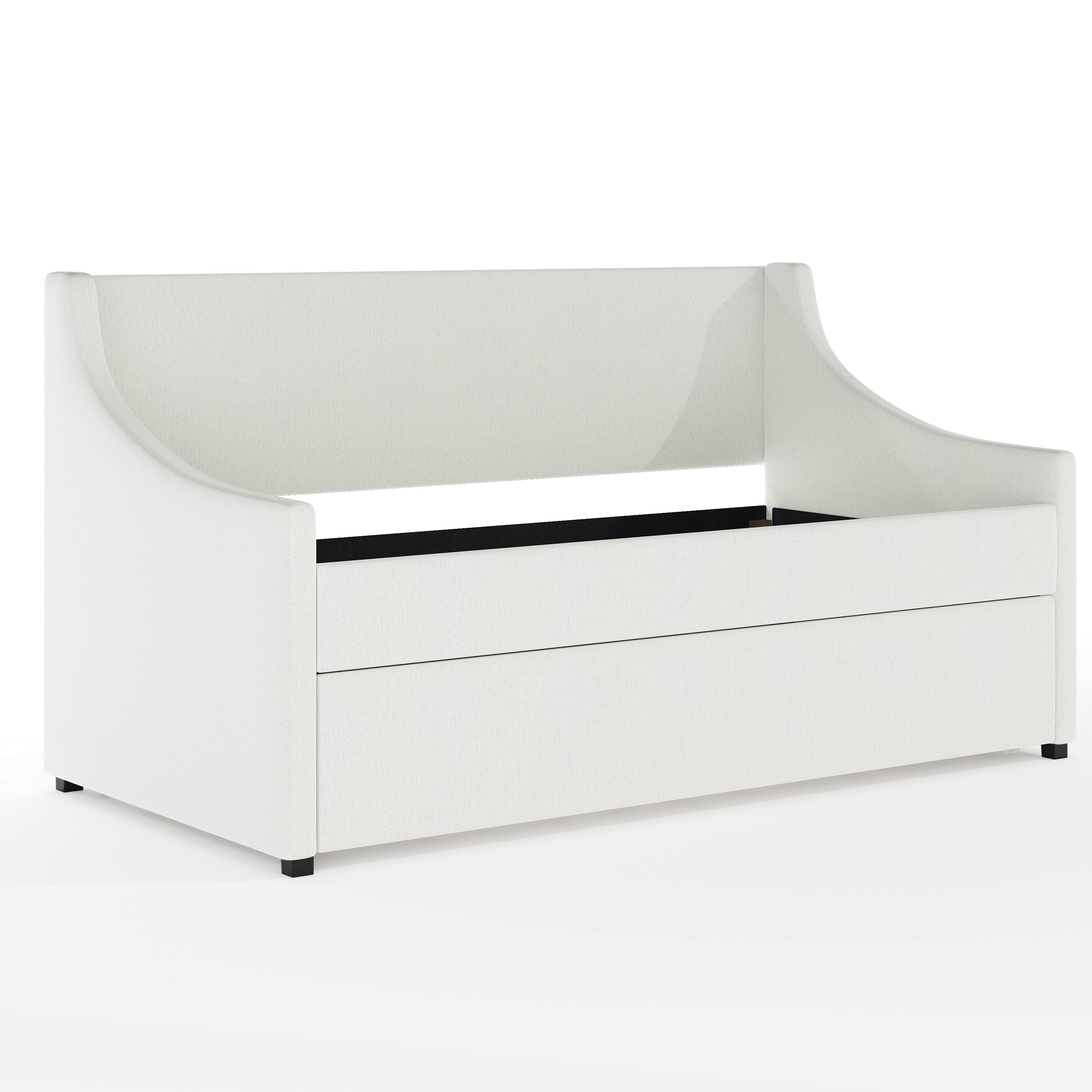 Alt View 1. Martha Stewart - Daybed with Rear Siderail and Pull-Out Trundle - Off-White.