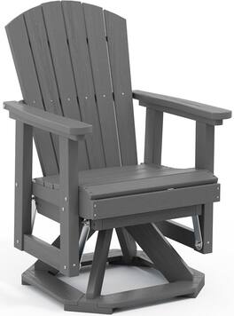 SERWALL - HDPE Outdoor Swivel Glider 360-degree Wood-like All-weather Patio Rocking Chair - Gray
