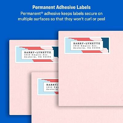 Permanent Adhesive Labels  
Permanent® adhesive keeps labels secure on multiple surfaces so that they won't curl or peel  

BARRY-LYNETTE  
1919 Empire Ave.  
Ansheim, CA 92806  

BARRY-LYNETTE  
1919 Empire Ave.  
Ansheim, CA 92804  

BARRY-LYNETTE  
1919 Empire Ave.  
Ansheim, CA 92804