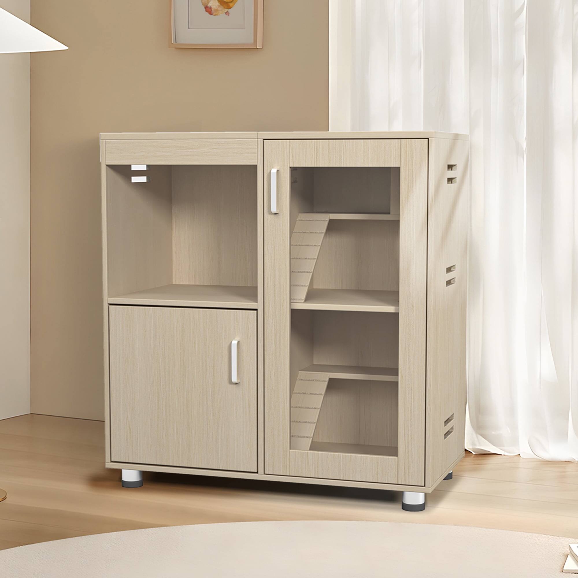 Angle. Pefilos - 33" Wood Guinea Pig Hutch Large Hamster Cage, 4-Tier Indoor Small Animal Pet House.