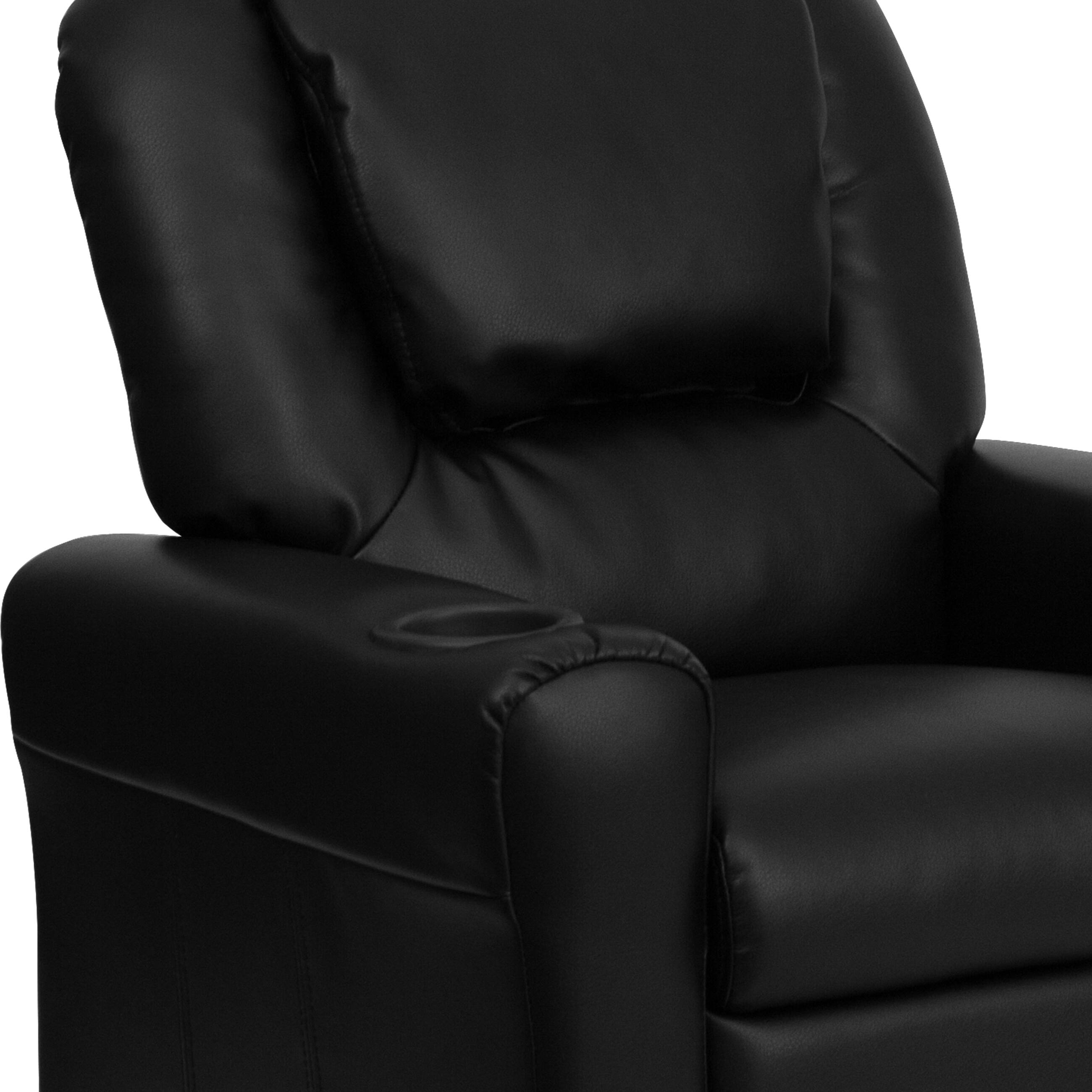 Alt View 10. Emma + Oliver - Contemporary Kids Recliner with Cup Holder and Headrest - Black LeatherSoft.