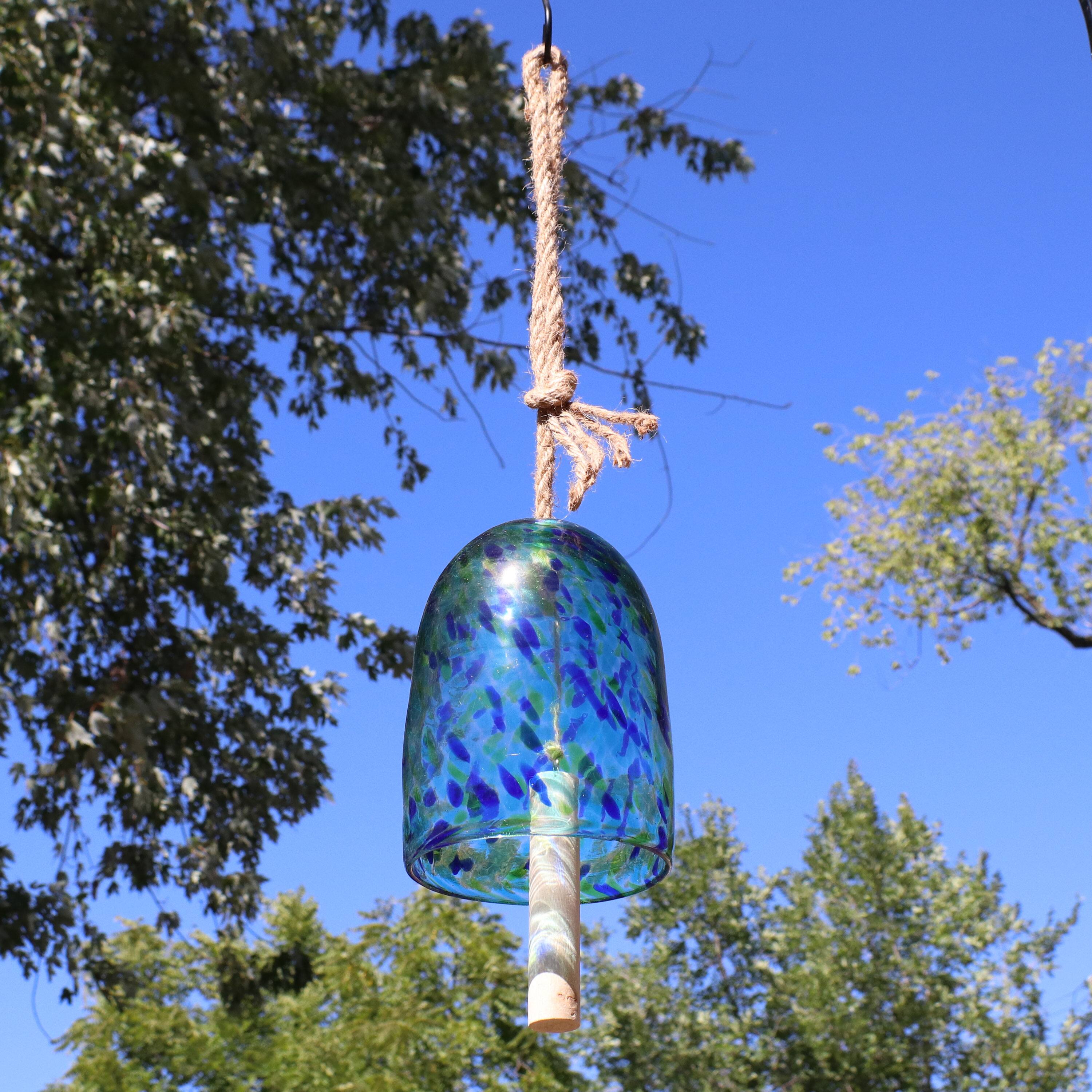 Alt View 3. Sunnydaze - Natural Melody Glass Wind Chime Bell - 7.5 in - Blue Freeze.