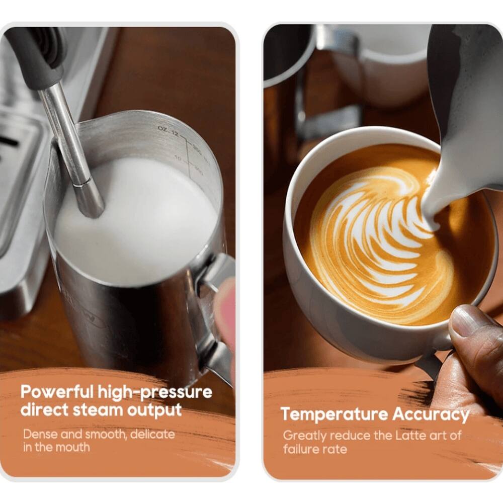 Powerful high-pressure direct steam output  
Dense and smooth, delicate in the mouth  

Temperature Accuracy  
Greatly reduce the Latte art of failure rate