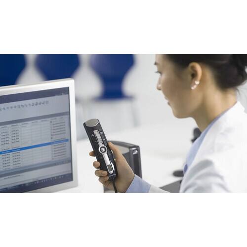 Alt View 2. OM System - RM-4110S USB Speech Recognition Microphone with Advanced Noise Cancellation and Antimicrobial Design for Professionals - Black.