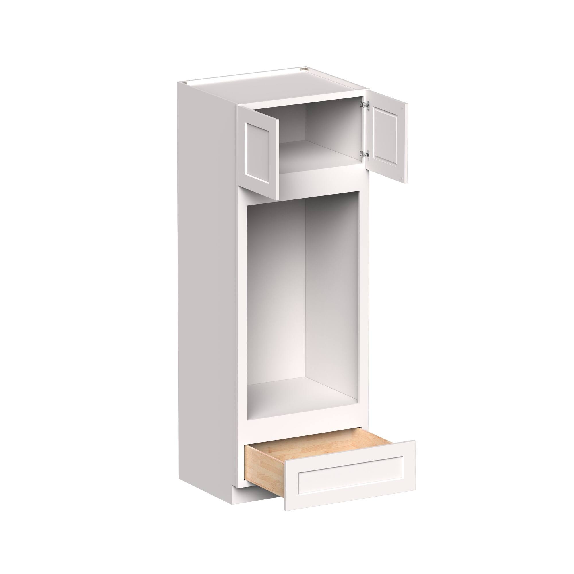 Angle. Boyel Living - 33-in W x 90-in H x 27-in D Shaker RTA Kitchen Double Oven Cabinet with Soft-Close - White Shaker.