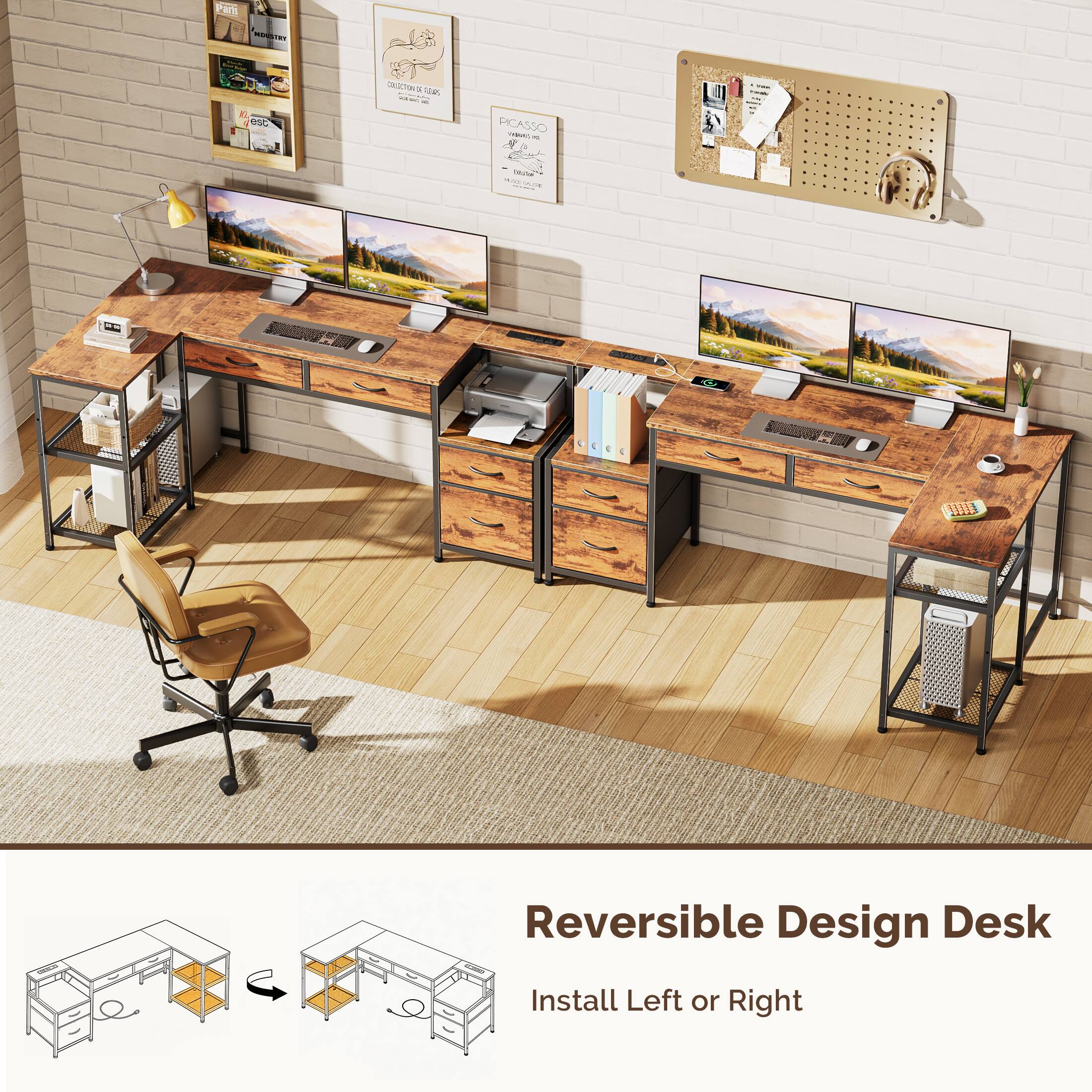 Reversible Design Desk  
Install Left or Right