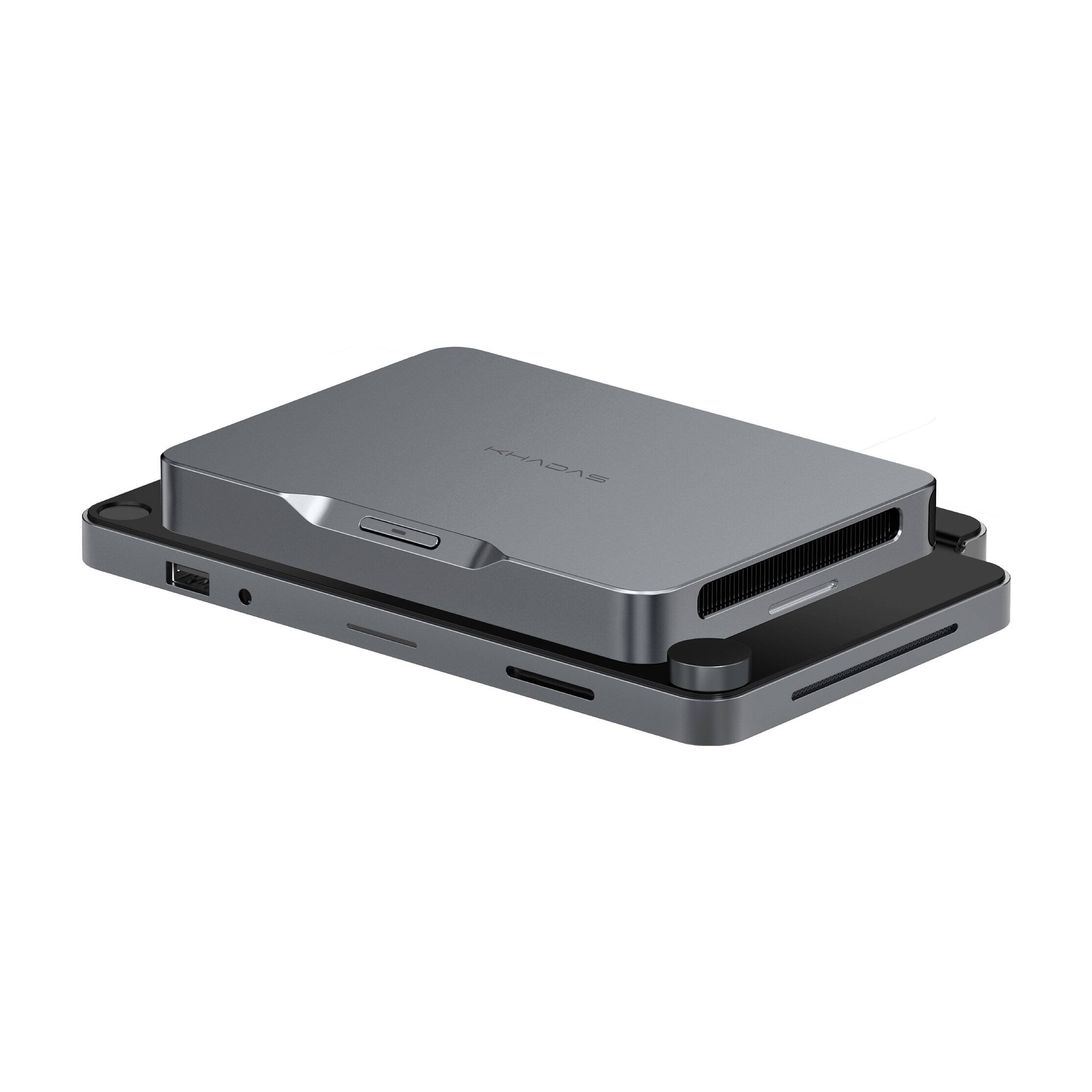 Back. KHADAS - Mind Dock - All-in-One Docking Station with Fingerprint Reader & Stereo Speakers - Lava gray.