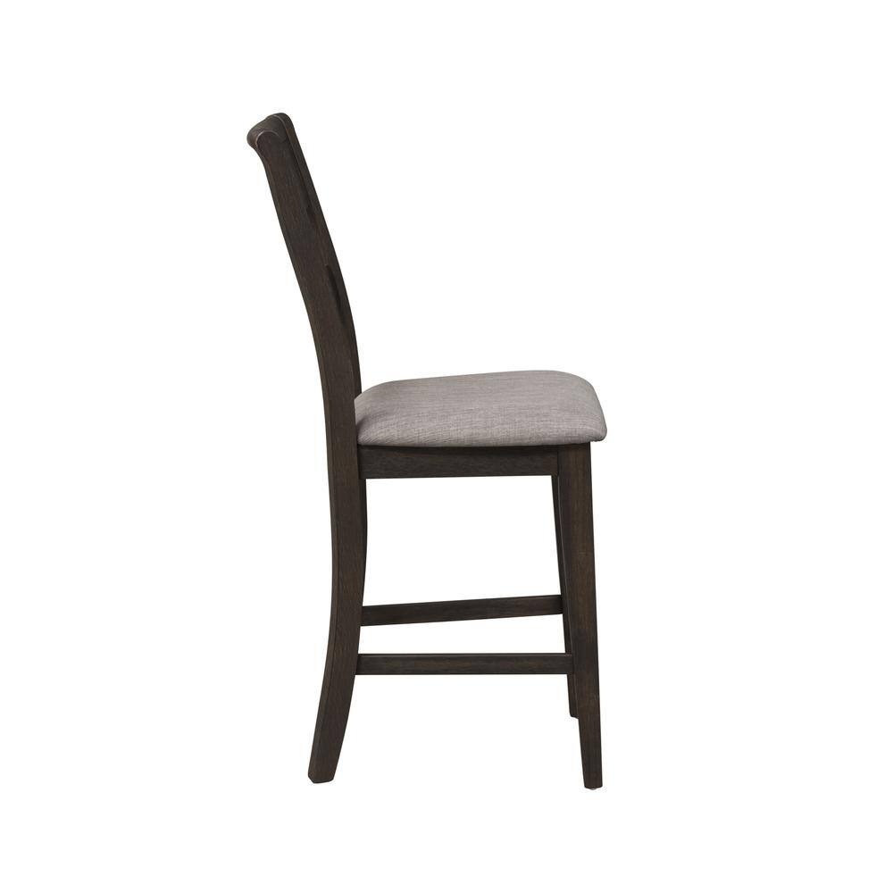 Angle. Liberty Furniture Industries - Double Bridge Splat Back Counter Chair (RTA)-Set of 2 in Dark Chestnut - Brown.