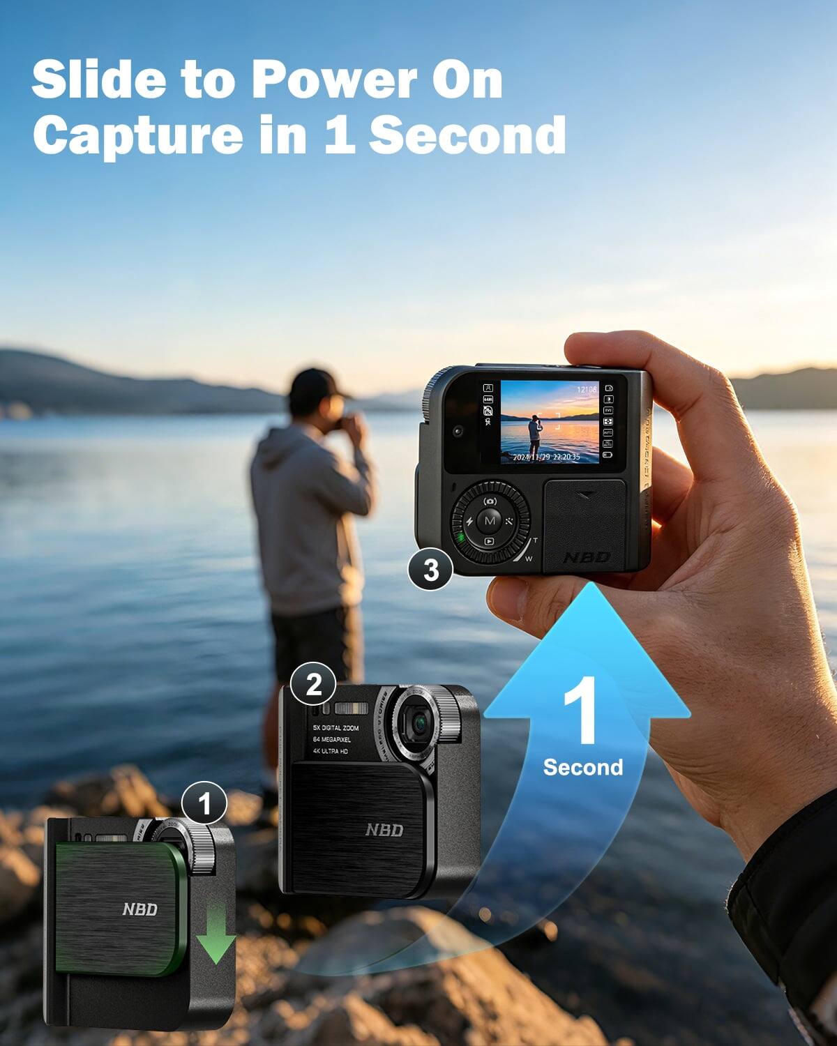 Slide to Power On Capture in 1 Second

A
12108
0%
1 J
H
2020 129 22:20:35
(o)
M
*
3

T W
NBD
1
2 St. DIGITAL MOC 54 MEGAPIXEL 4K ULTRA
NBD