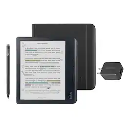 Kobo - Libra Colour eReader (Black) with Stylus 2Gen and AC Bundle - 2024 - Black Notebook SleepCover