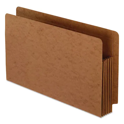 Front. Tops Business Forms - Heavy-Duty End Tab File Pockets, 5.25" Expansion, Legal Size, Red Fiber, 10/box.