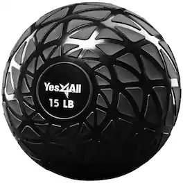 Yes4All - 15Lb Slam Ball, Durable Sand Filled Workout Weight Ball, (Dynamic) - Black
