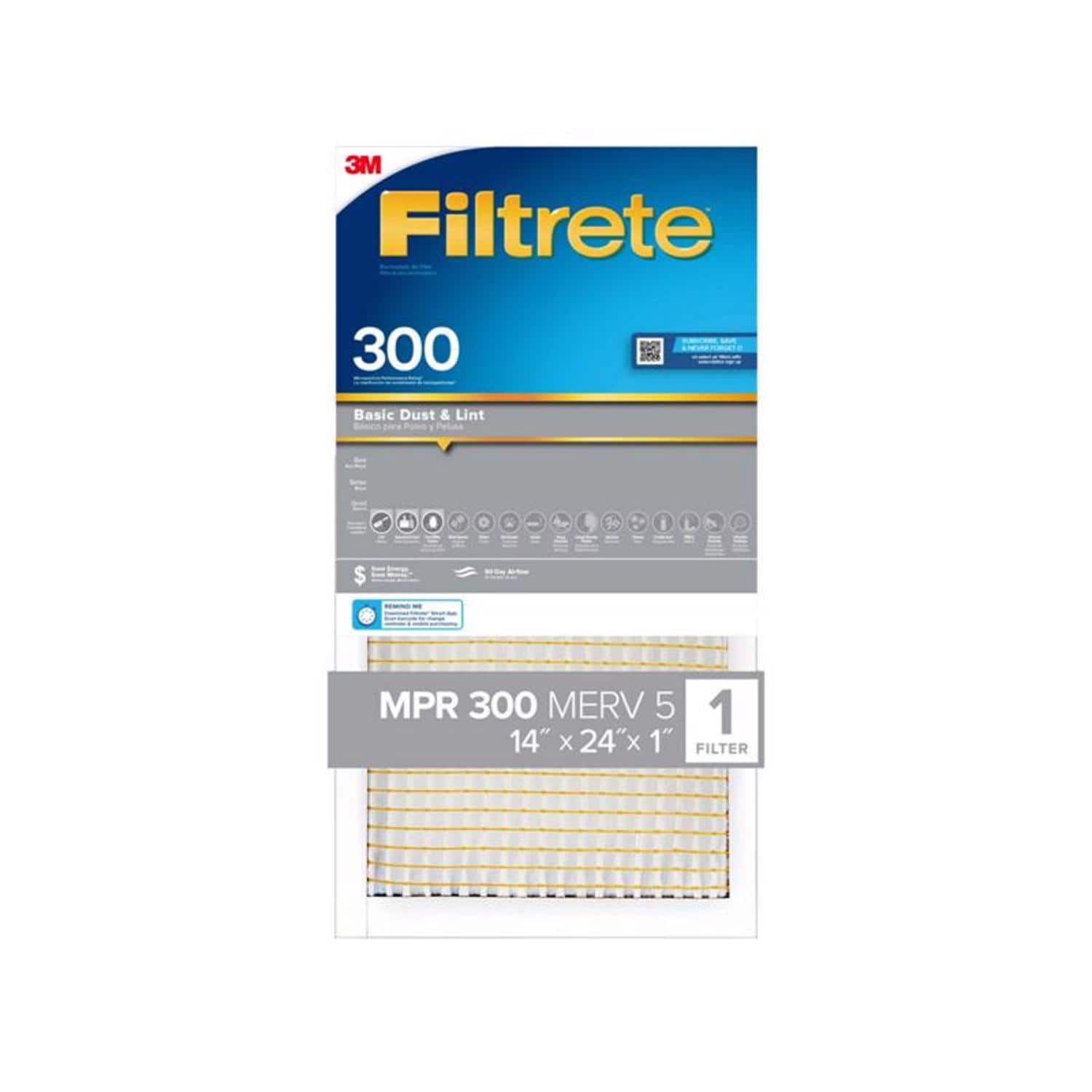 Filtrete - 14 in. W X 24 in. H X 1 in. D 300 MPR Pleated Filter Dust 1 pk