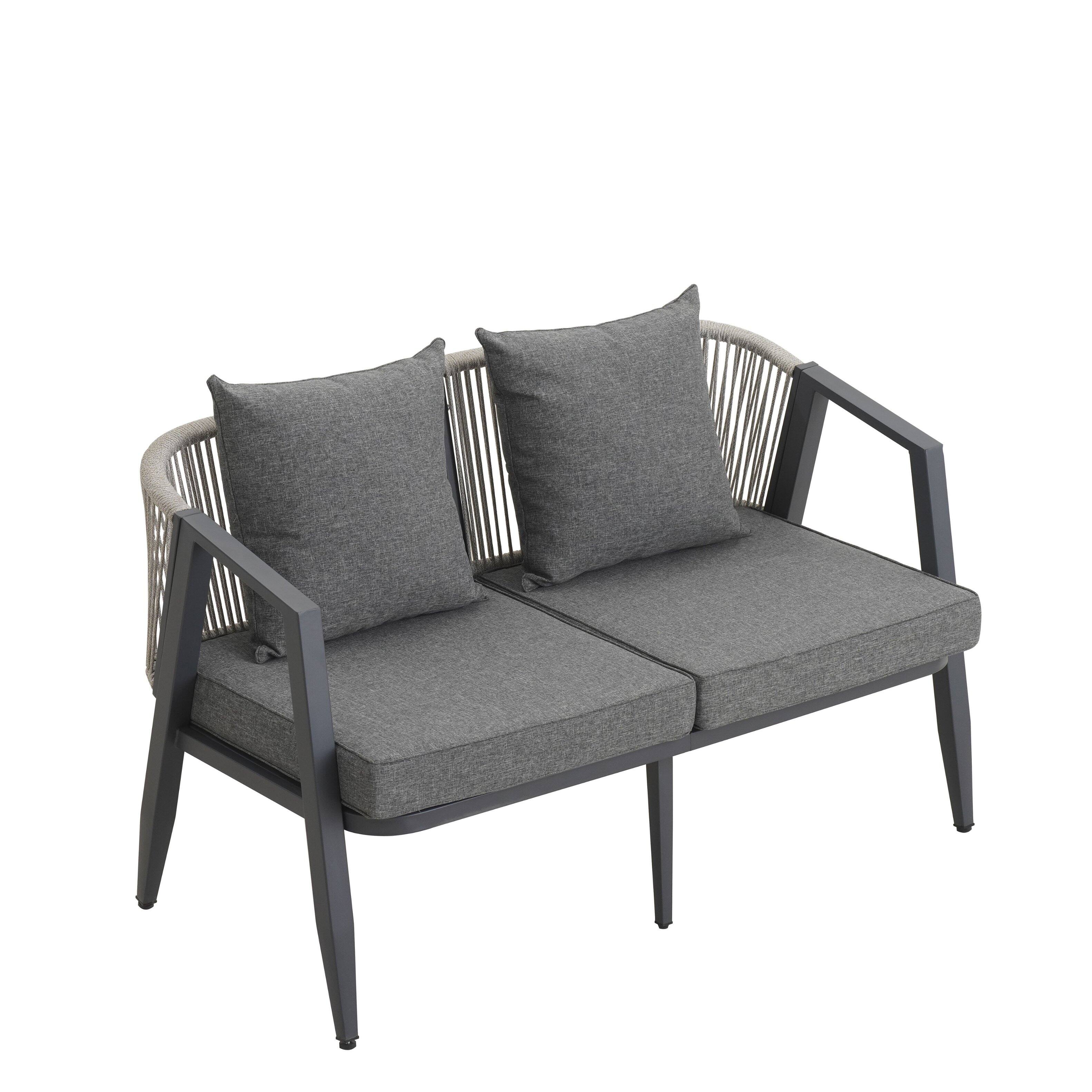 Alt View 6. Siljoy - Durable and Comfortable Outdoor Seating Set,Suitable for Patios, Lawns, and Poolsides  - Gray.