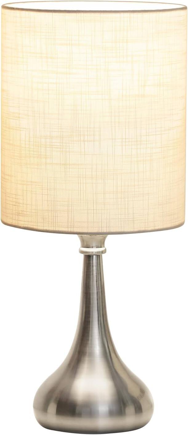 Alt View 5. Stamp n Camp - Boncoo Touch Control Table Lamp 3 Way Dimmable Simple Night Light Lamp with Lampshade Metal Base Bedside Table Lamp... - Silver, White.