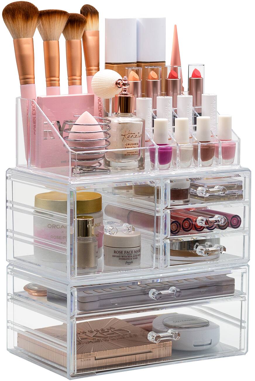 Sorbus - Cosmetic Makeup and Jewelry Storage Case Display - Spacious Design - Great for Bathroom, Dresser, Vanity - Clear