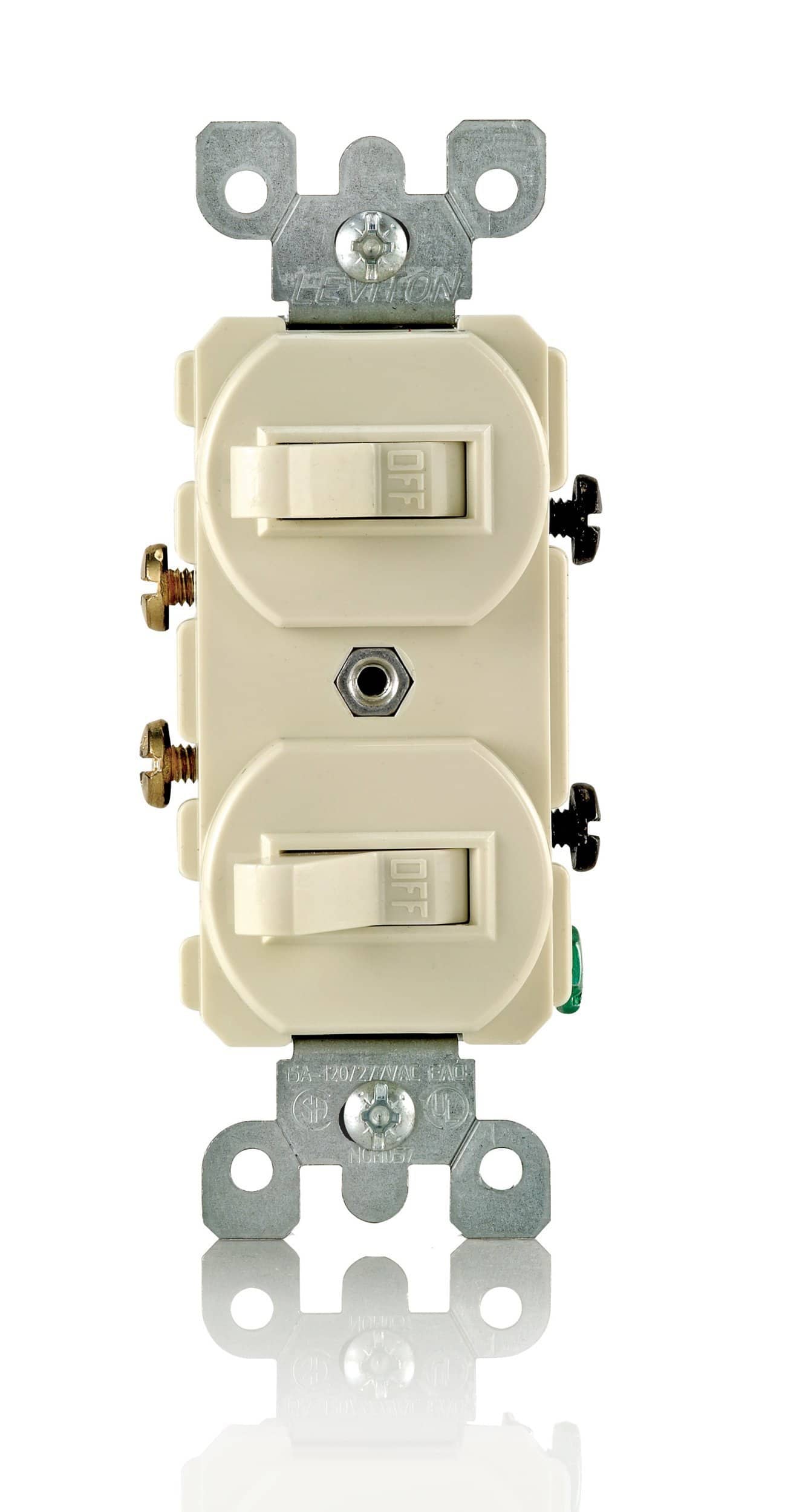 Leviton - 108-05224-ISP Combo 2 Single-Pole Switch 15A 120V - Ivory